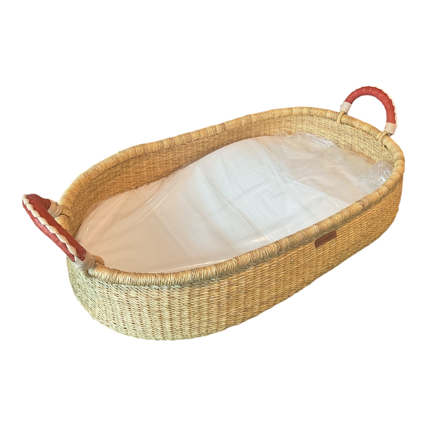 Natural- Changing Basket- Cognac + Cream Handle