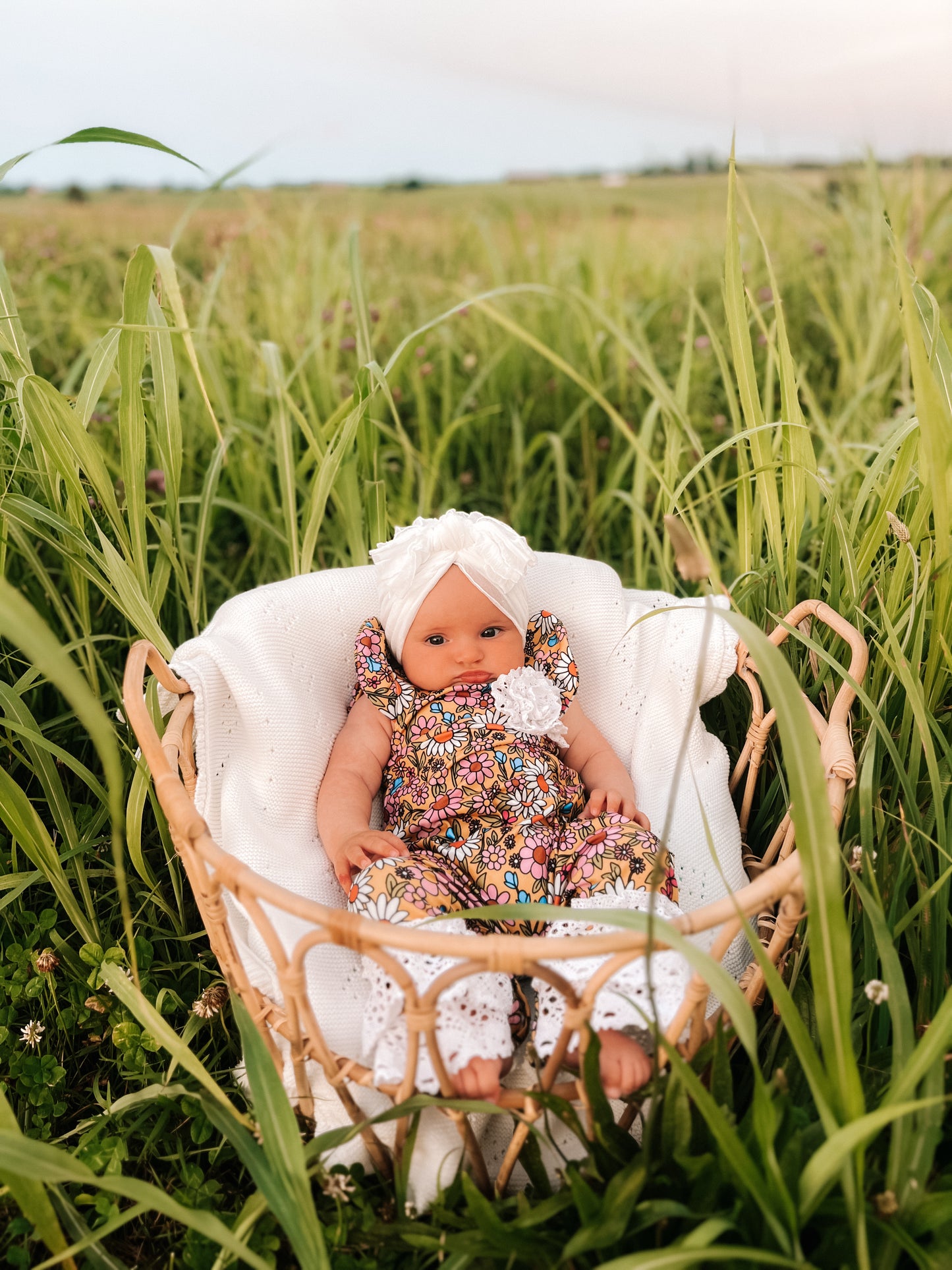 Mustard Daises with Lace Trim Dress