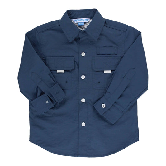 Navy Sun Protective Button Down Shirt