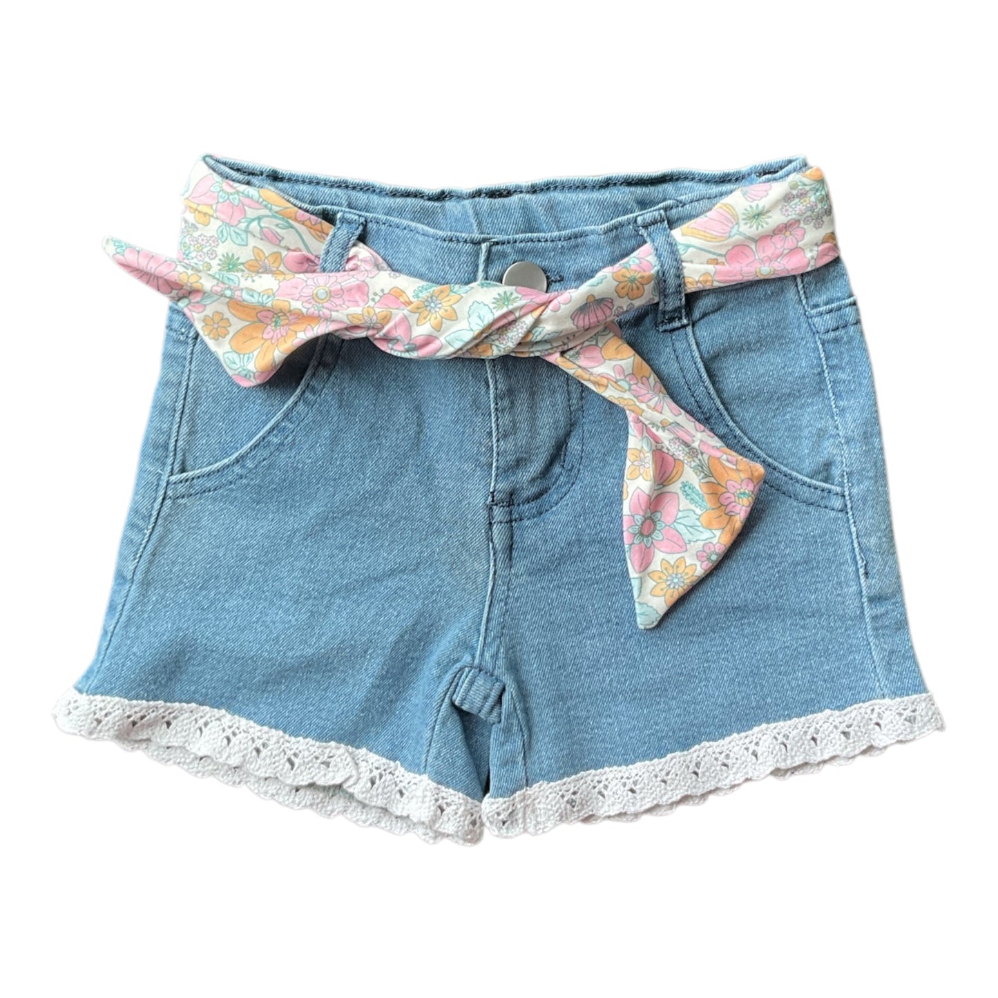 Lace Trim Jean Shorts