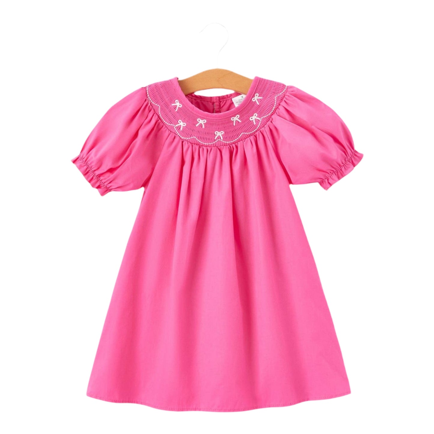 Hot Pink Bow Smocked Dress
