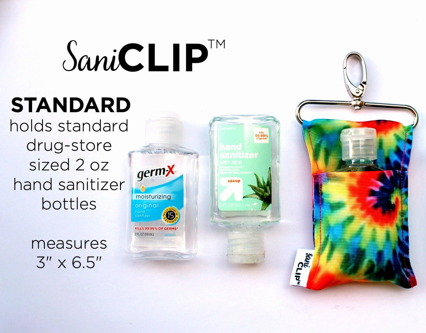 Tie Dye SaniClip Hand Sanitizer Holder: Mini SaniClip (1oz bottles)