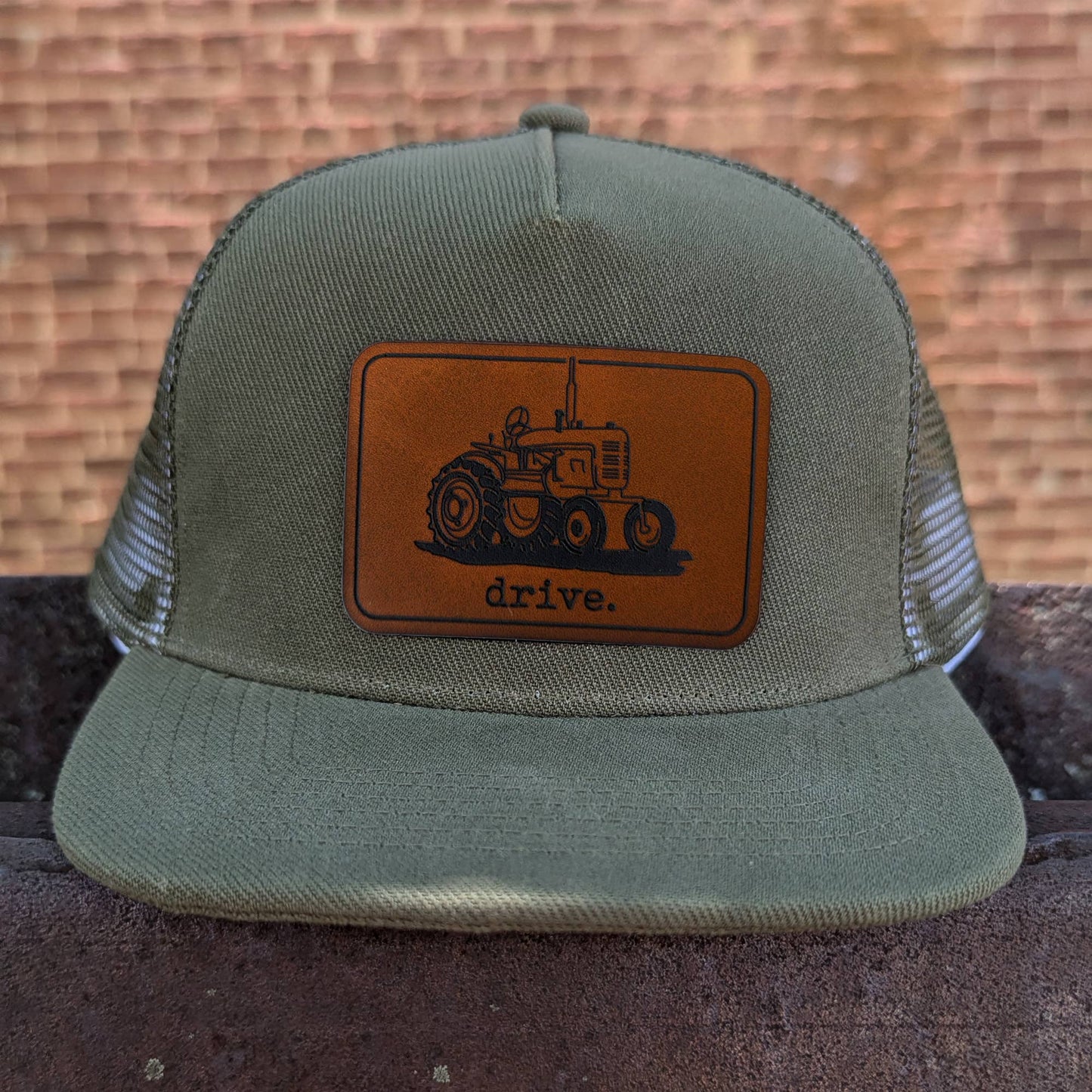 Green "Drive" Tractor Farm Kids Trucker Hat