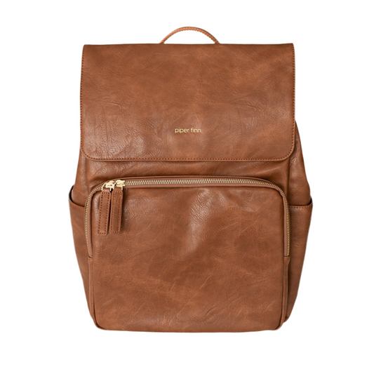 Brown Leather Piper Finn Diaper Bag