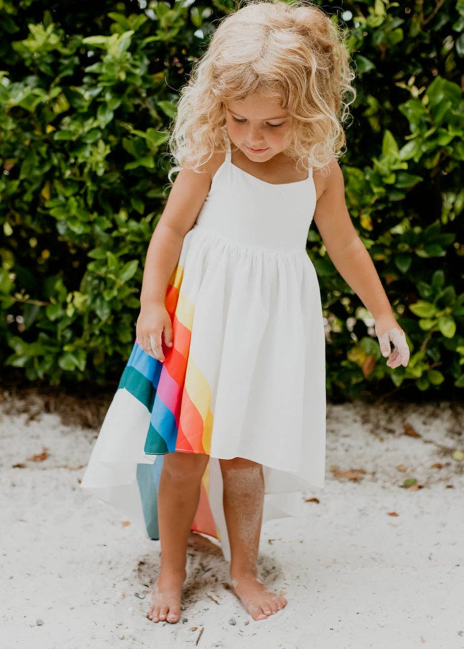 Vivid Rainbow Halter Hi-Lo Dress