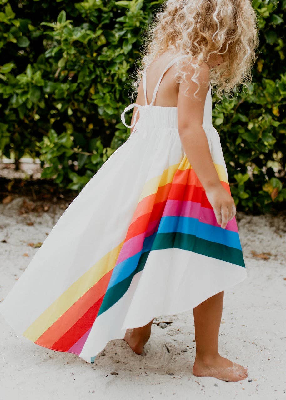 Vivid Rainbow Halter Hi-Lo Dress