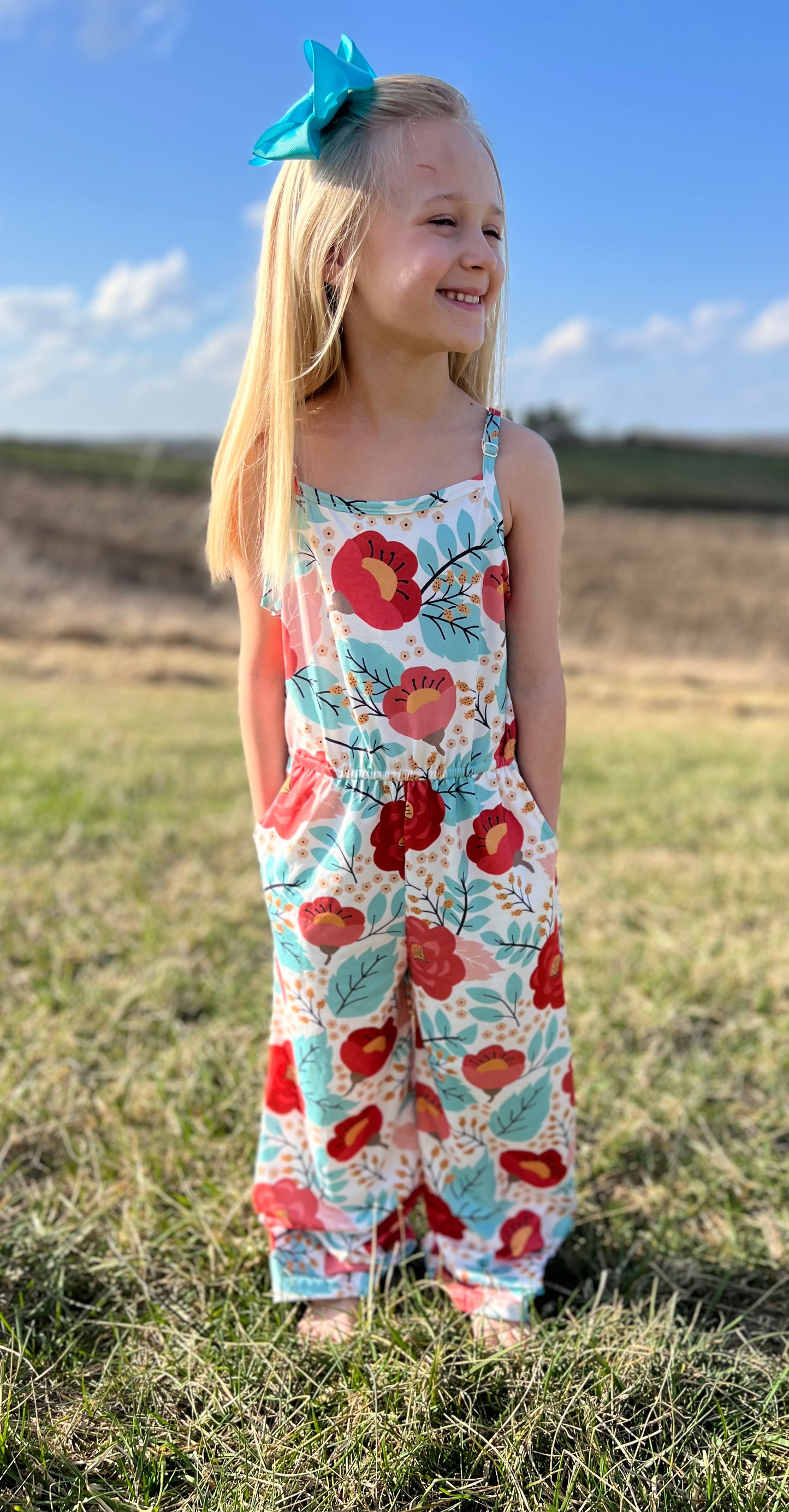 Sage & Coral Floral Jumpsuit With Pockets