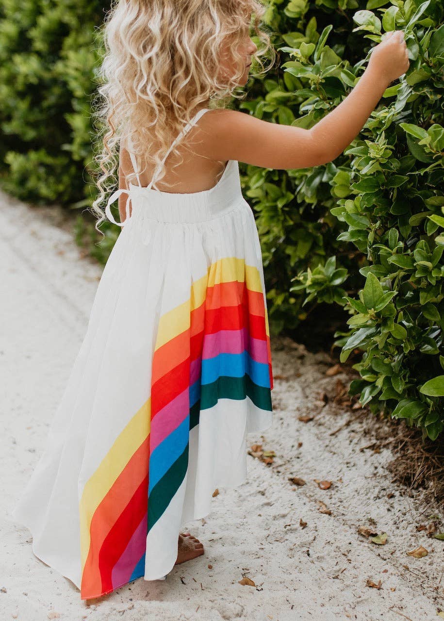 Vivid Rainbow Halter Hi-Lo Dress