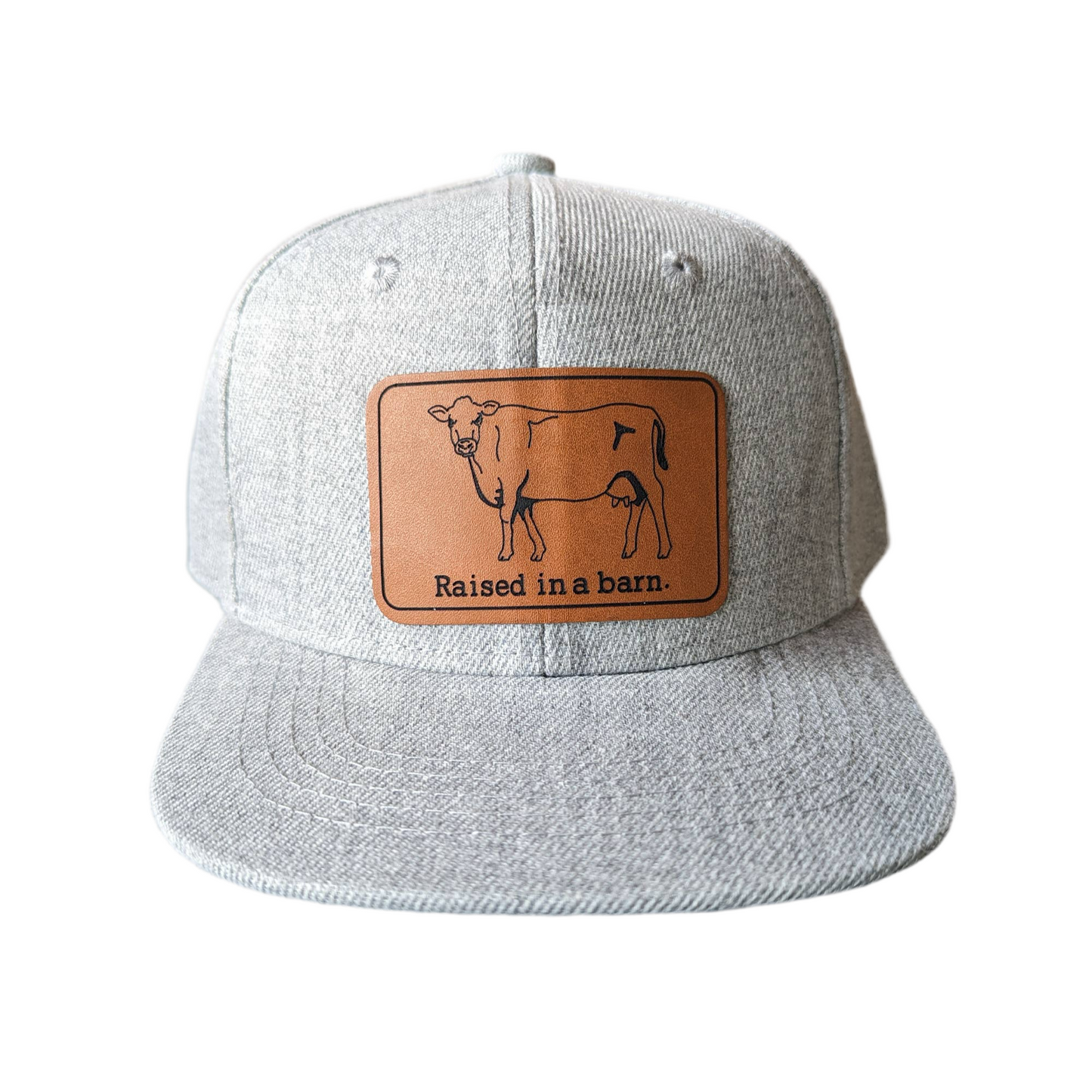 Grey "Raised in a barn" Trucker Hat