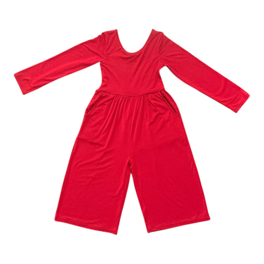 Red Long Sleeve Bamboo Romper