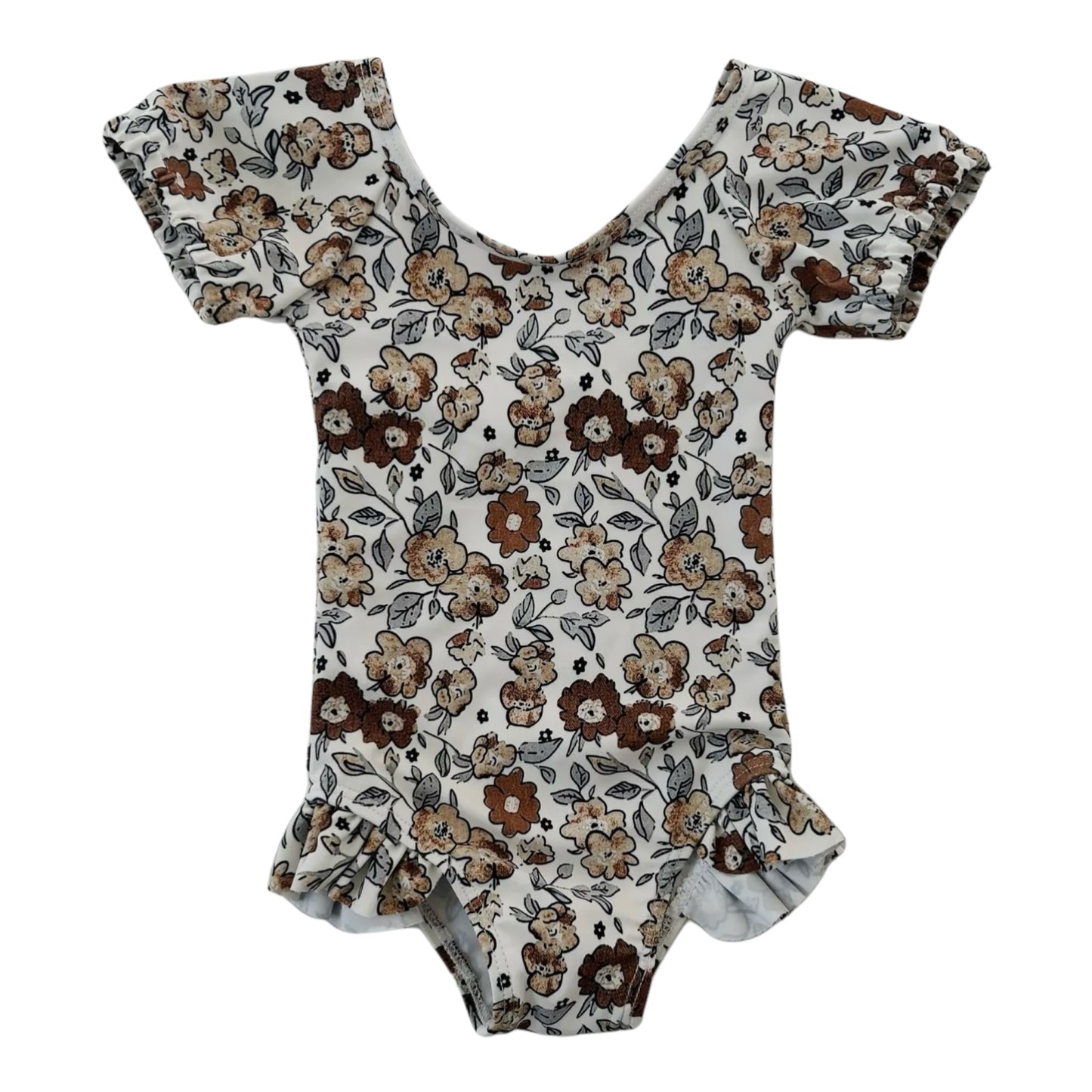 Vintage Brown Floral Swimsuit