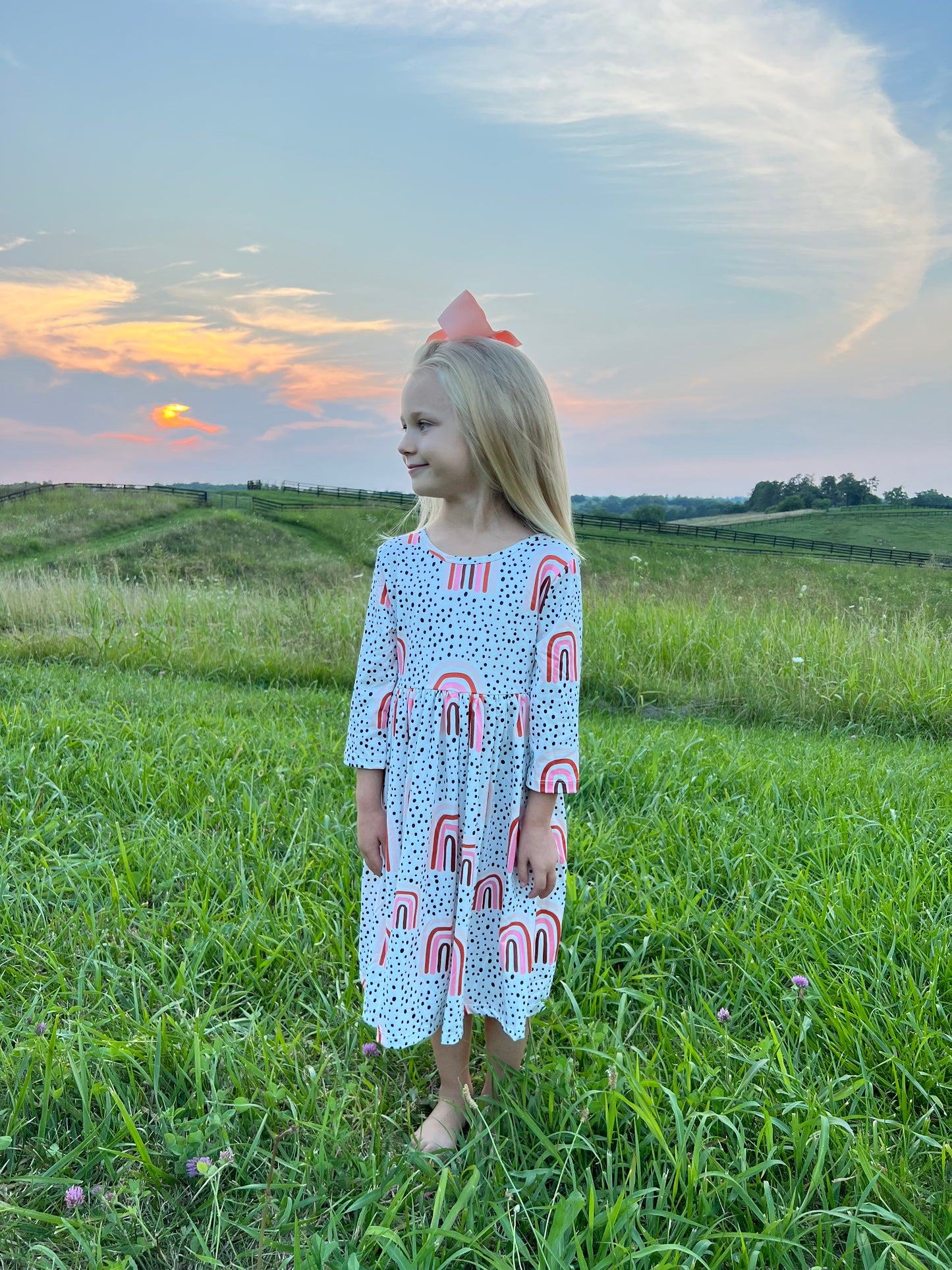 Mila & Rose Peach Rainbow Twirl Dress