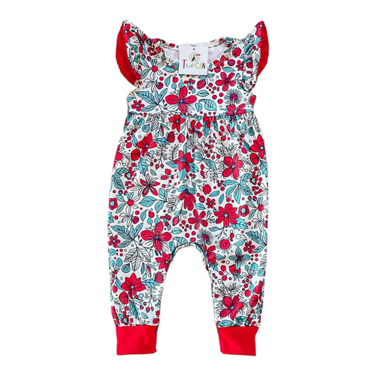 A Poinsettia Christmas Romper