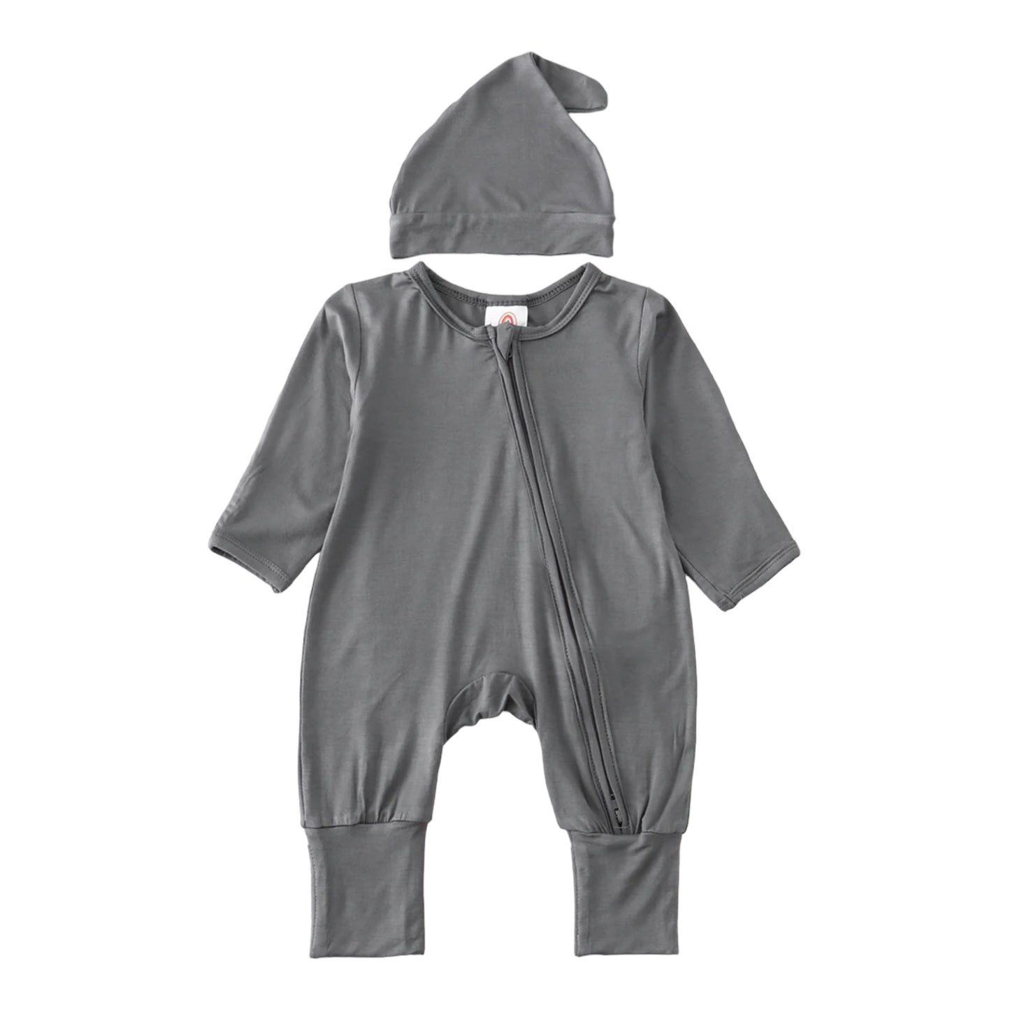 Charcoal Zipper Romper with Hat