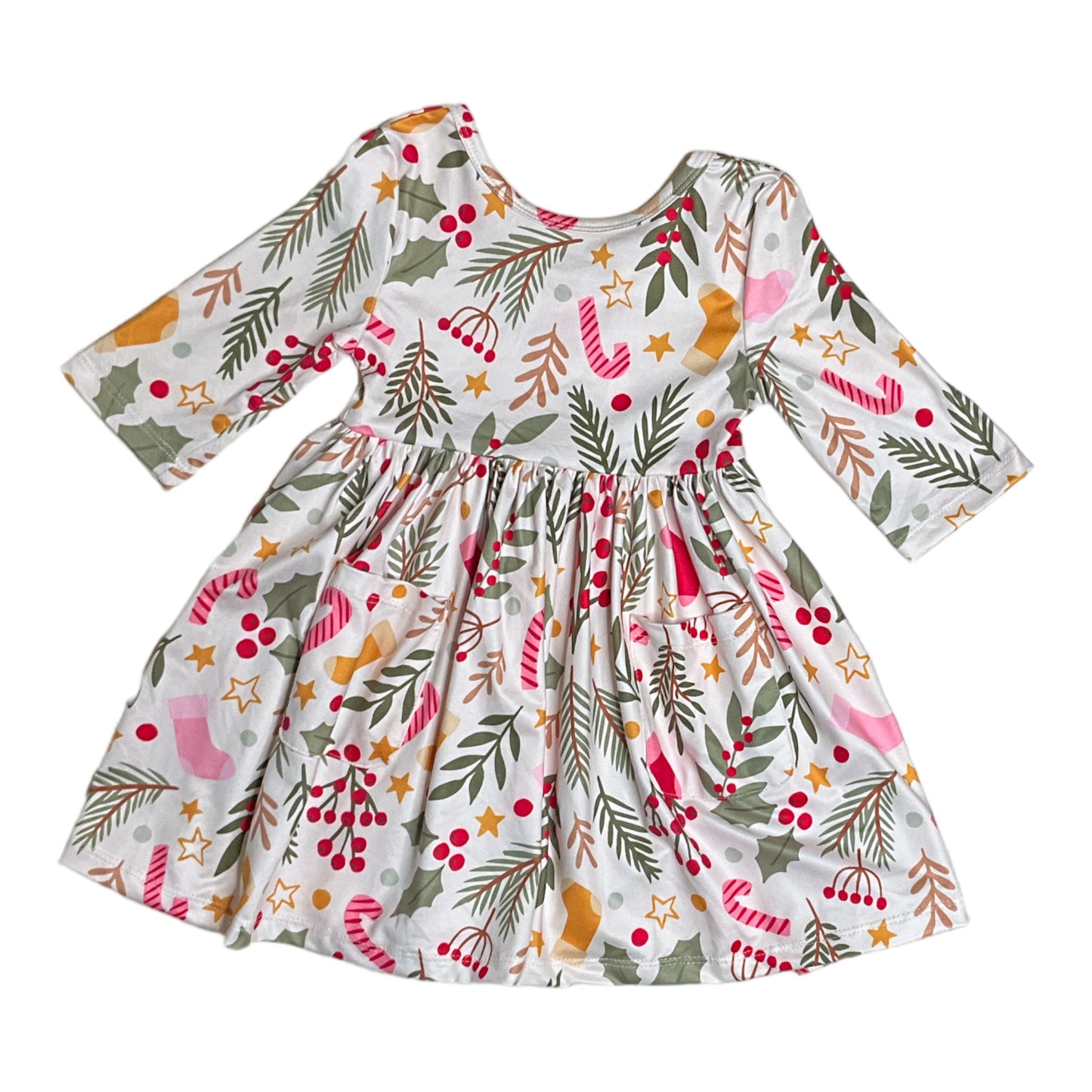 Mila + Rose Holly Jolly Christmas Pocket Twirl Dress