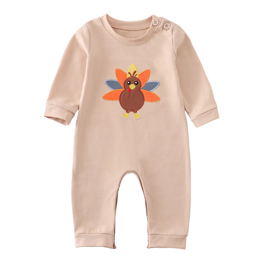 Khaki Turkey Embroidered Romper