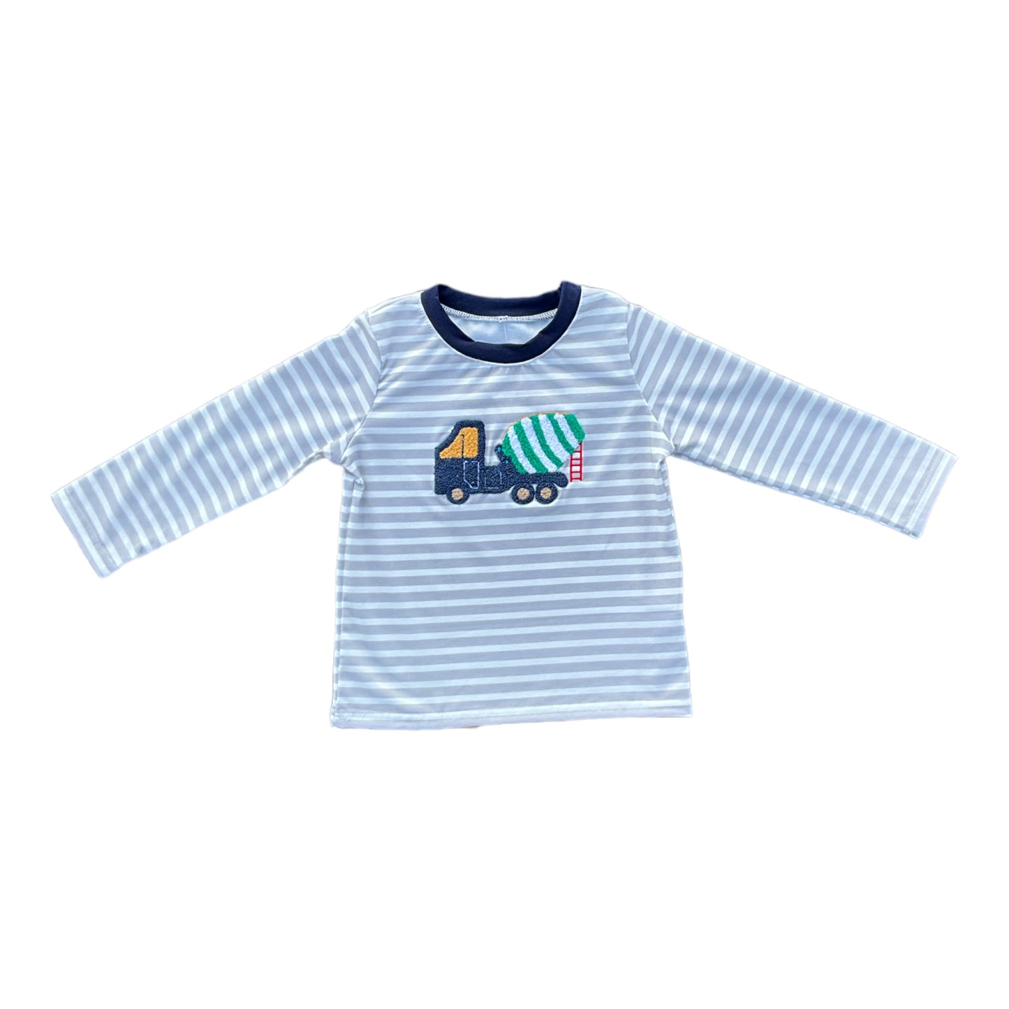 Grey Stripe French Knot Truck Top