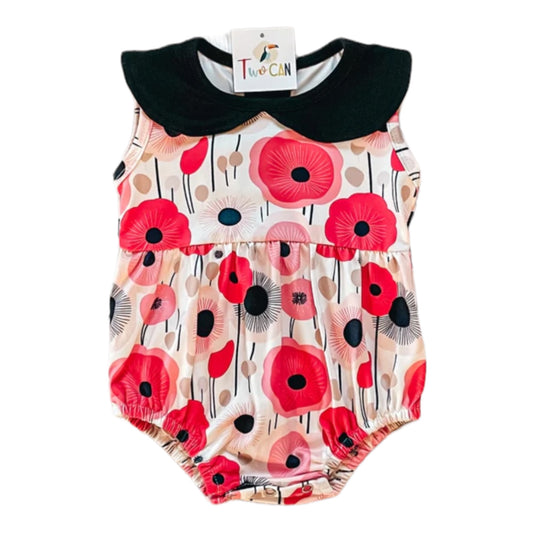 Coral Poppies Infant Romper