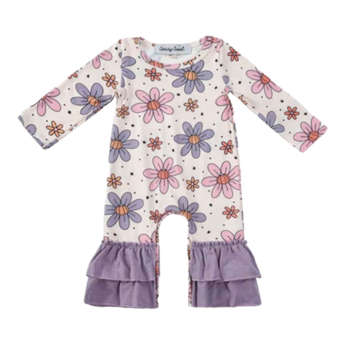 Purple Pumpkin Flower Romper