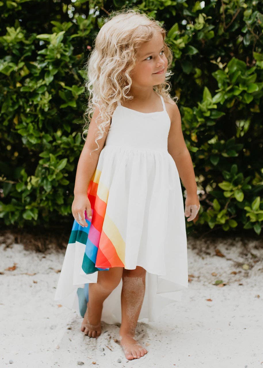 Vivid Rainbow Halter Hi-Lo Dress