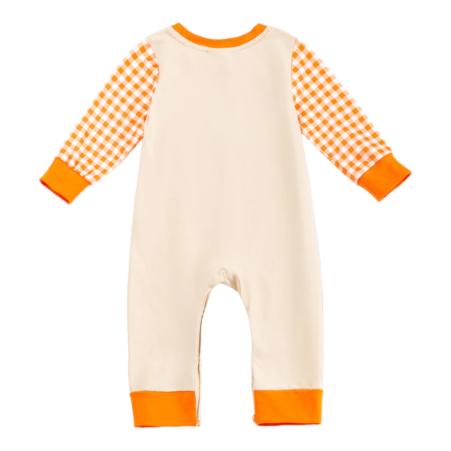 Beige Pumpkin Truck Appliqué Boy Romper